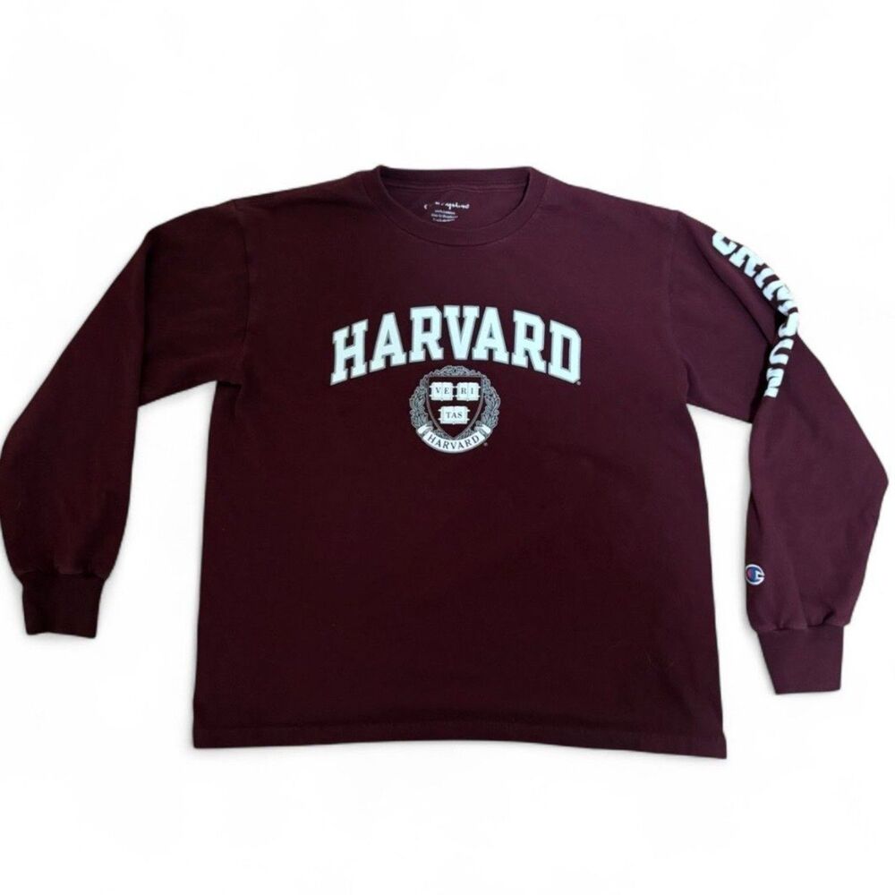 y2K VTG Harvard Crimson 100% Cotton Long Sleeve Tee sz Youth M (Women's Small)